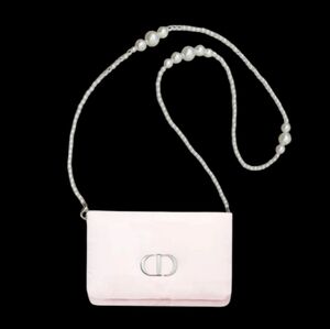NEW DIOR Beauty Converted Pink Puffer Clutch Cosmetic Bag with Pearl Strap + Box